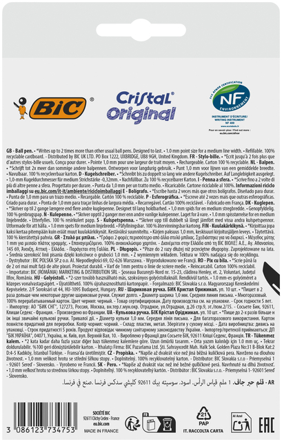Balpen Bic Cristal medium zwart blister à 10 stuks