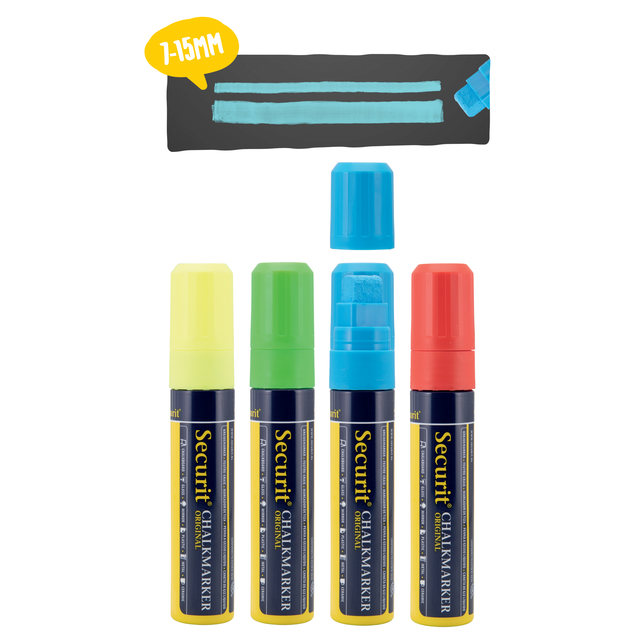 Krijtstift Securit SMA-720 blok ass 7-15mm blister à 4 stuks