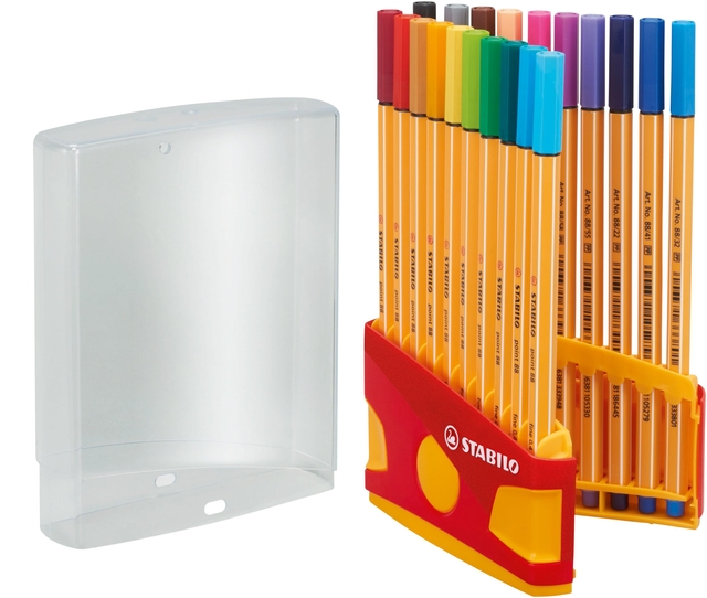 Fineliner STABILO point 88 ColorParade rollerset geel/rood F ass 20st