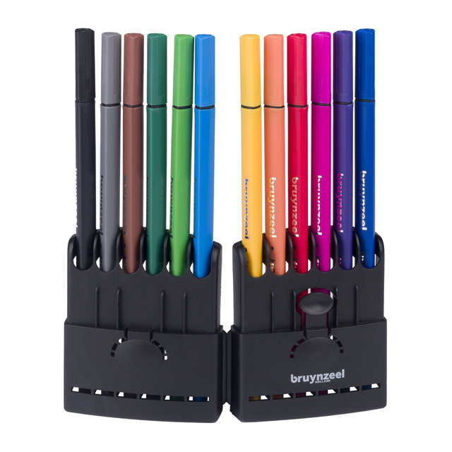 Fineliner Bruynzeel Teens assorti etui à 12 stuks