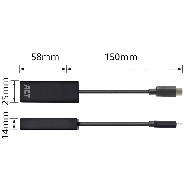 Adapter ACT USB-C naar Gigabit Ethernet 0.15 meter