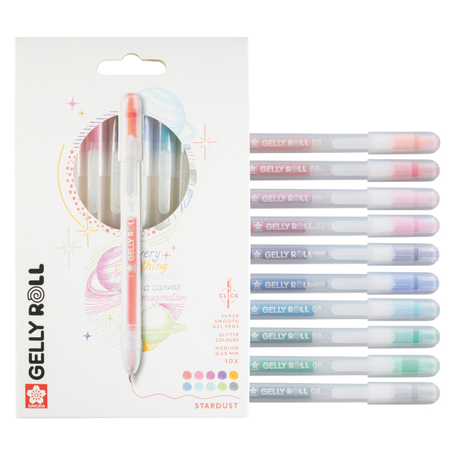 Gelschrijver Sakura Gelly Roll Stardust 08 klikfunctie assorti 10st