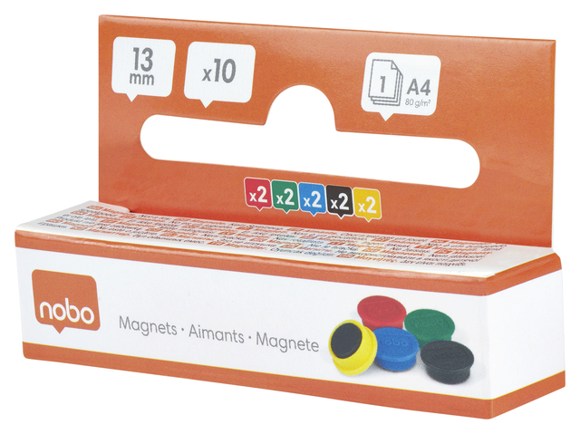 Magneet Nobo 13mm assorti 10 stuks