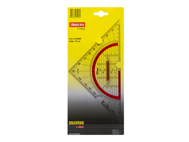 Geodriehoek Aristo GEOCollege 220mm met greep transparant