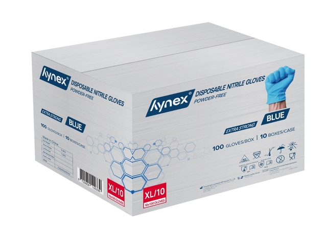 Handschoen Hynex nitril XL blauw 5gr extra sterk 100 stuks