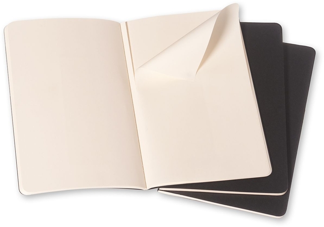 Schrift Moleskine 130x210mm blanco 160 pagina's 70gr zwart set à 3 stuks