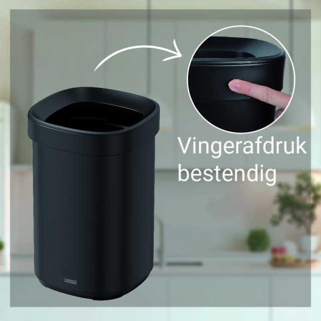 Afvalbak Desq open inworp 20 liter metaal zwart