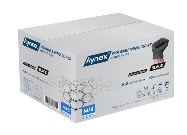 Handschoen Hynex nitril M zwart 5gr extra sterk100 stuks