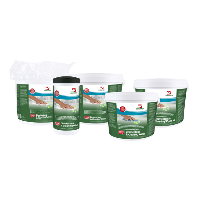 Desinfectiedoekjes Dreumex Disinfectant & Cleaning emmer 800 stuks wit