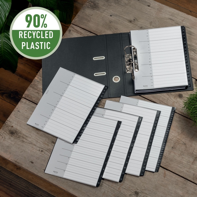 Tabblad Leitz Recycle A4 11-gaats 1-20 extra breed PP