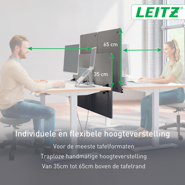 Bureauscherm Leitz in hoogte verstelbaar 70x60cm