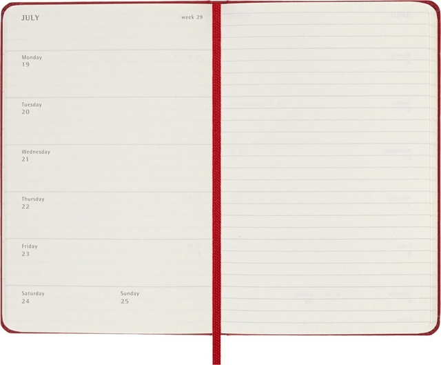 Agenda 2027 Moleskine 12M Planner Weekly 7dagen/1pagina pocket hc scarlet red