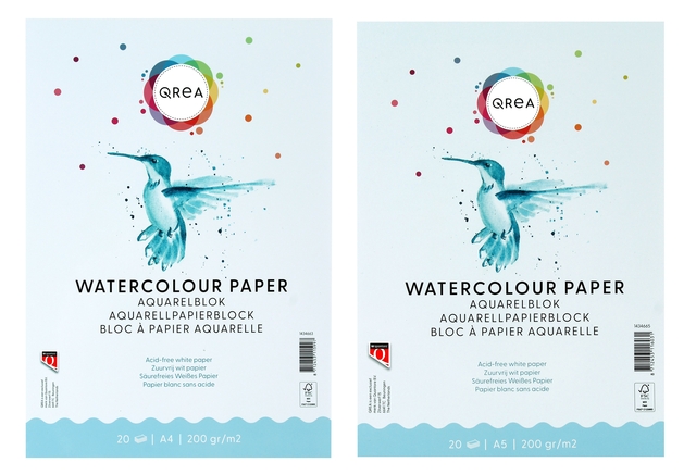 Aquarelblok Qrea A4 20vel 200gr gelijmd