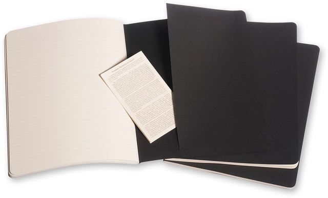 Schrift Moleskine 190x250mm lijn 240 pagina's 70gr zwart set à 3 stuks