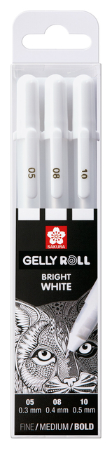 Gelschrijver Sakura Gelly Roll Classic set à 3 breedtes wit