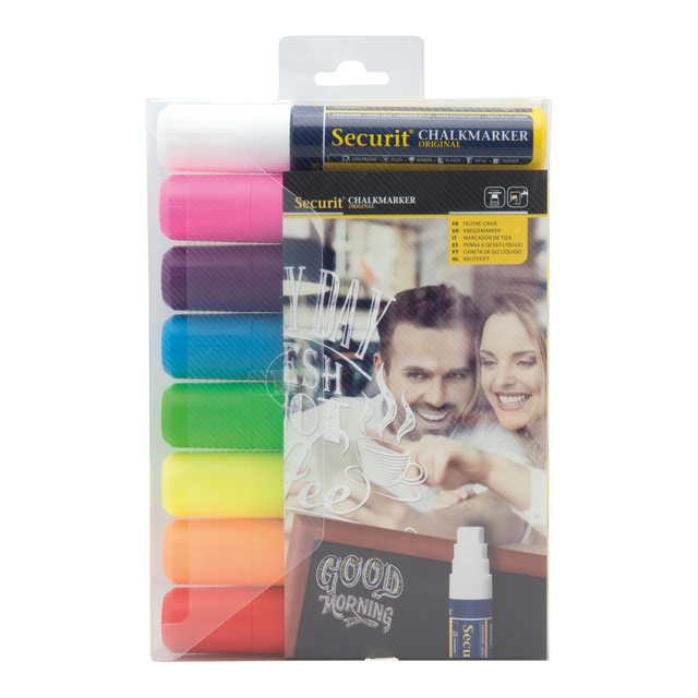 Krijtstift Securit SMA-720 blok ass 7-15mm blister à 8 stuks