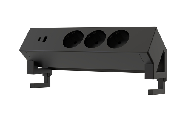 Stekkerdoos Euroseats opbouw 3 voudig USB A+C zwart