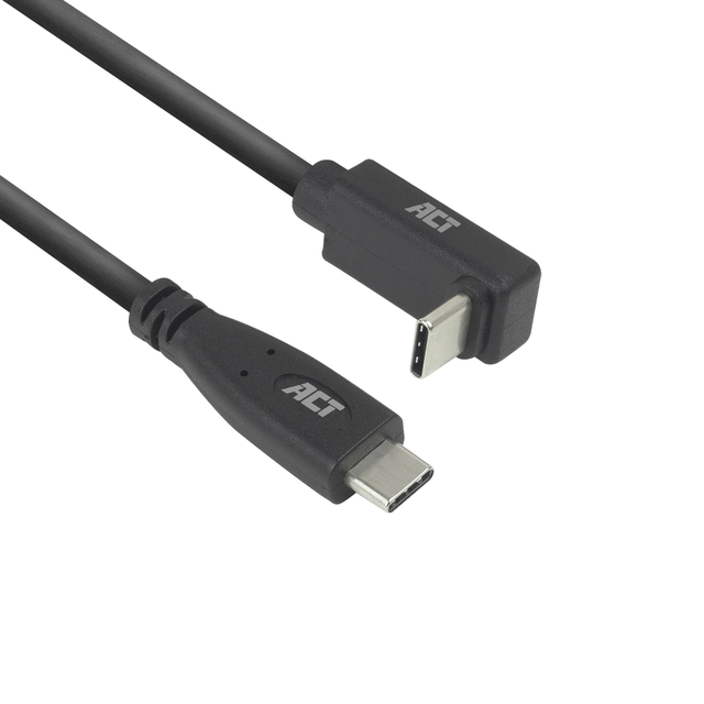 Kabel ACT USB-C standaard naar USB-C hoek boven/beneden 10Gbps 2m