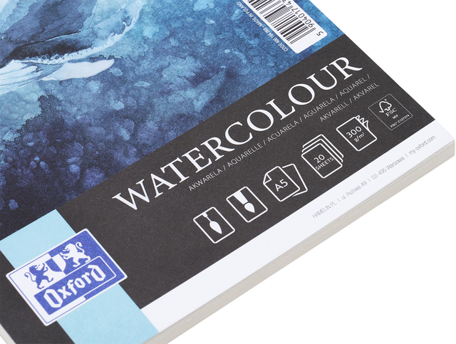 Aquarelblok Oxford Watercolour A5 20 vel 300 gram spiraal