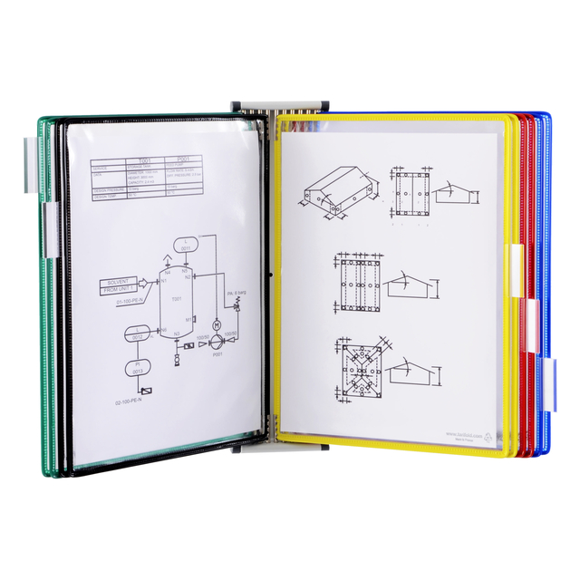 Zichtpanelensysteem wand Tarifold magnetisch A4 met 10-tassen assorti