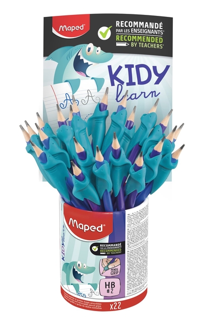 Potlood Maped Kidy Learn met gomtop en vingerhulp blauw