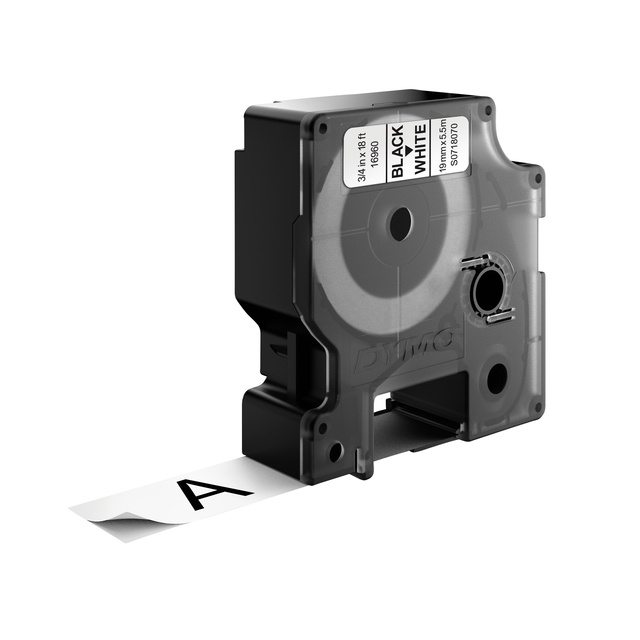 Labeltape Dymo LabelManager D1 polyester 19mmx5,5m zwart op wit