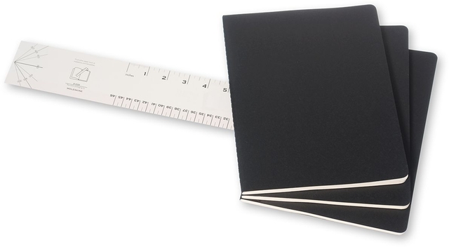 Schrift Moleskine 190x250mm blanco 240 pagina's 70gr zwart set à 3 stuks