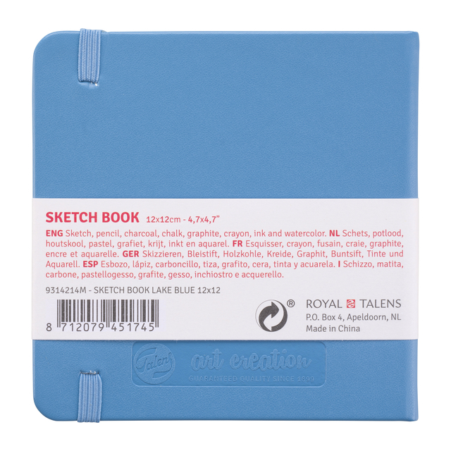Schetsboek Talens Art Creation 80 witte vellen 140gr 120x120mm blauw