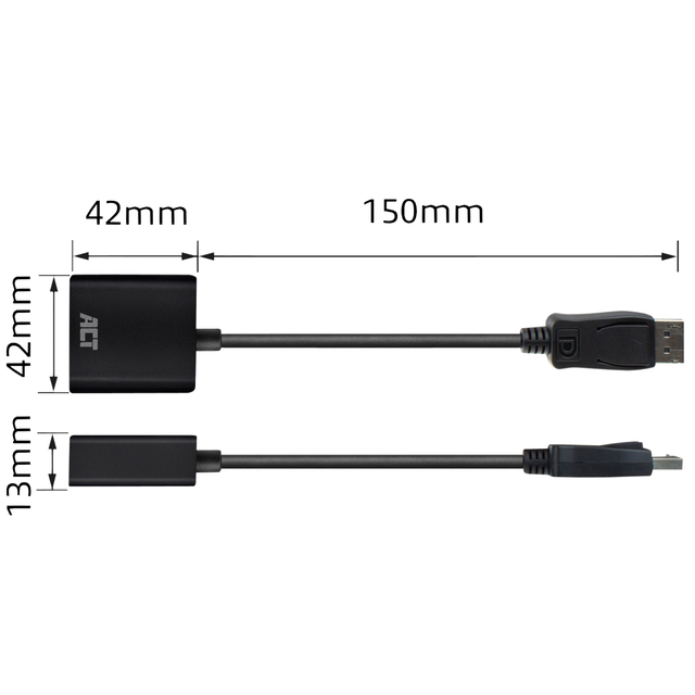 Adapter ACT DisplayPort naar VGA 0.15 meter