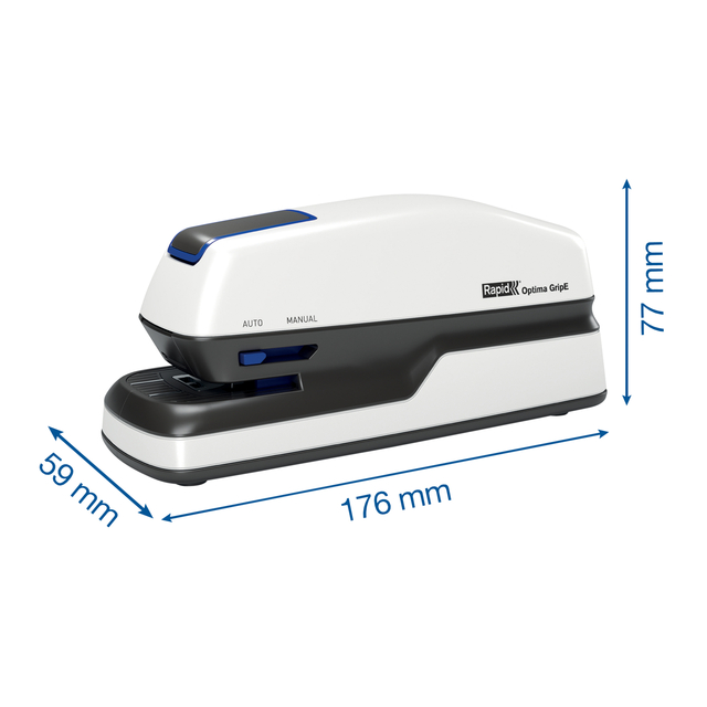 Nietmachine elektrisch Rapid Optima Grip 20vel wit/zwart