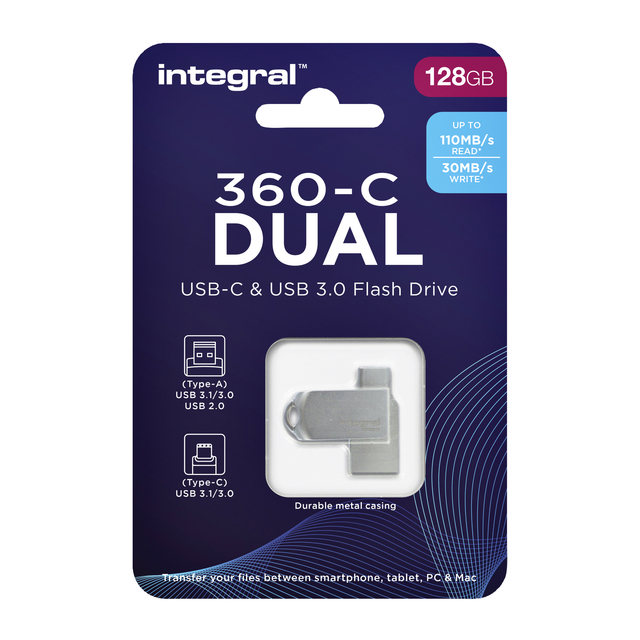 USB stick 3.0 Integral USB-360-C Dual USB-A 128GB