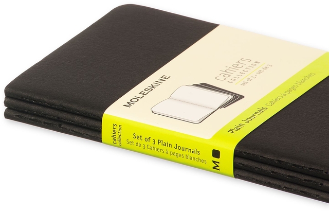 Schrift Moleskine 90x140mm blanco 240 pagina's 70gr zwart set à 3 stuks