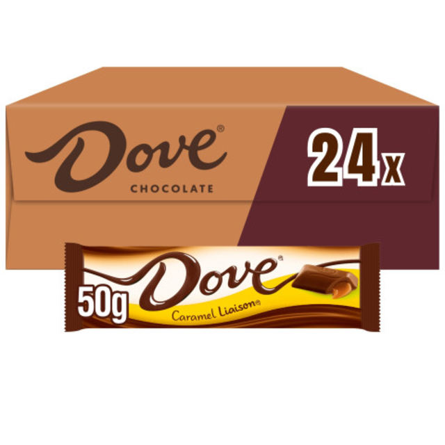 Chocolade Dove liaison caramel reep doos 24 stuks