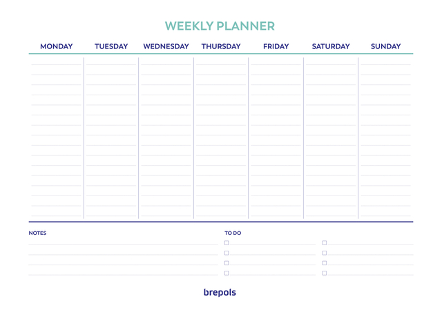 Planner Brepols Weekly A4 7dagen/1pagina horizontaal assorti