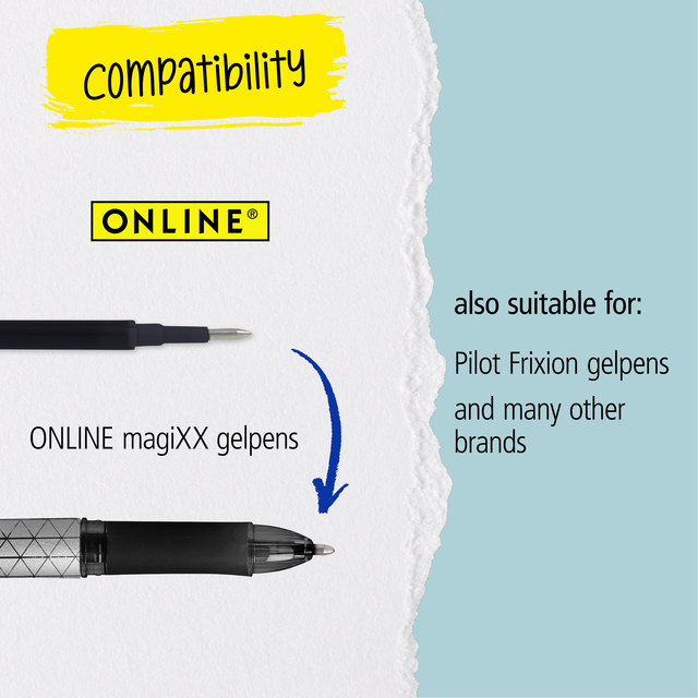 Gelschrijvervulling Online Magixx medium rood blister à 3 stuks