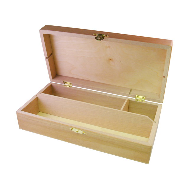 Tekendoos 27x15x8cm 3 vakken beukenhout