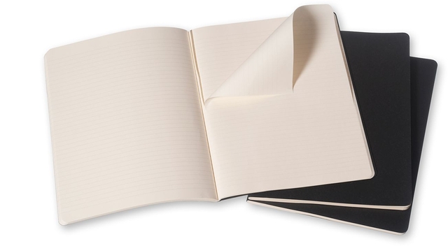 Schrift Moleskine 190x250mm lijn 240 pagina's 70gr zwart set à 3 stuks