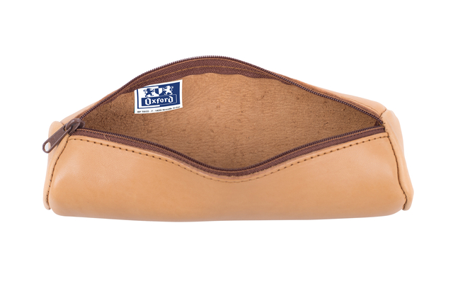 Pennenetui Oxford 22x6cm leer rond naturel