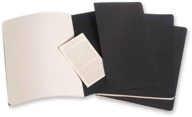Schrift Moleskine 190x250mm blanco 240 pagina's 70gr zwart set à 3 stuks