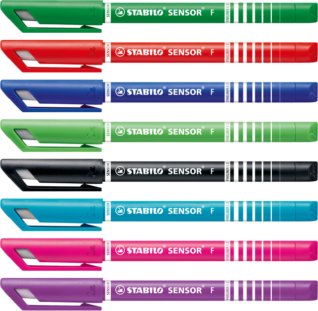Fineliner STABILO Sensor 189/8 fijn assorti etui à 8 stuks