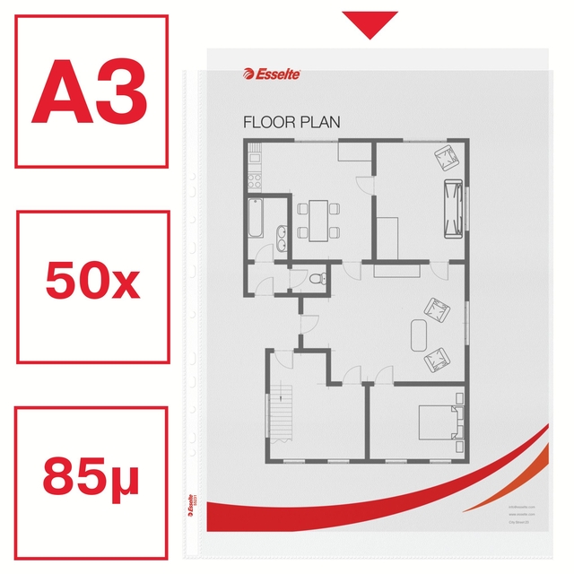 Showtas Esselte PP A3 recht 50 stuks