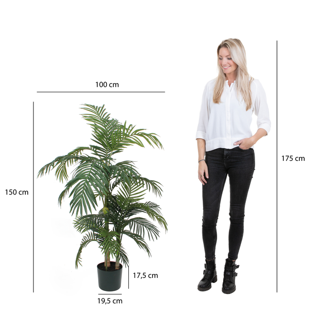 Kunstplant Mica Areca palm in plastic pot 150x100cm