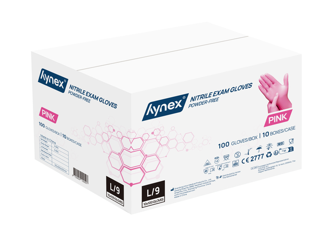 Handschoen Hynex nitril L roze 3.5gr 100 stuks