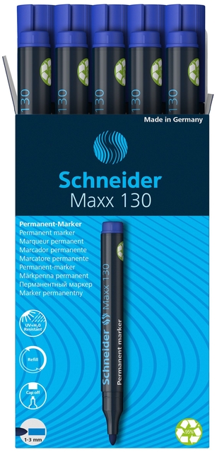 Permanent marker Schneider Maxx 130 rond 1-3mm blauw