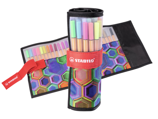 Fineliner STABILO point 88/25 Arty rollerset zwart fijn ass 25st