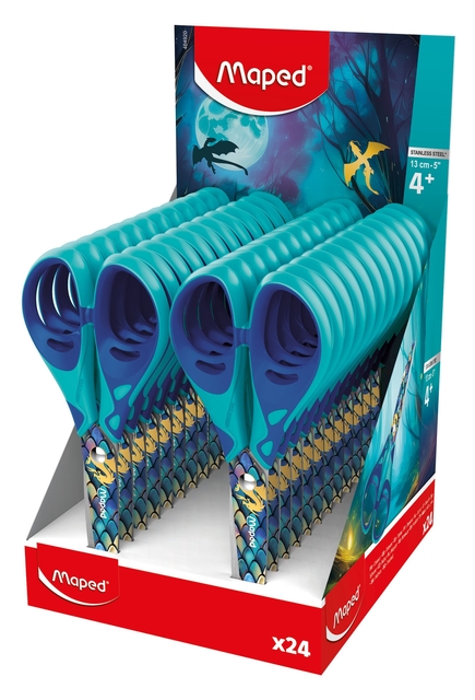 Schaar Maped Dragon 13cm display à 24 stuks blauw