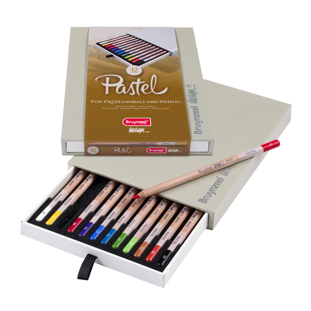 Pastelpotlood Bruynzeel Design met luxe bewaardoos assorti 12 stuks