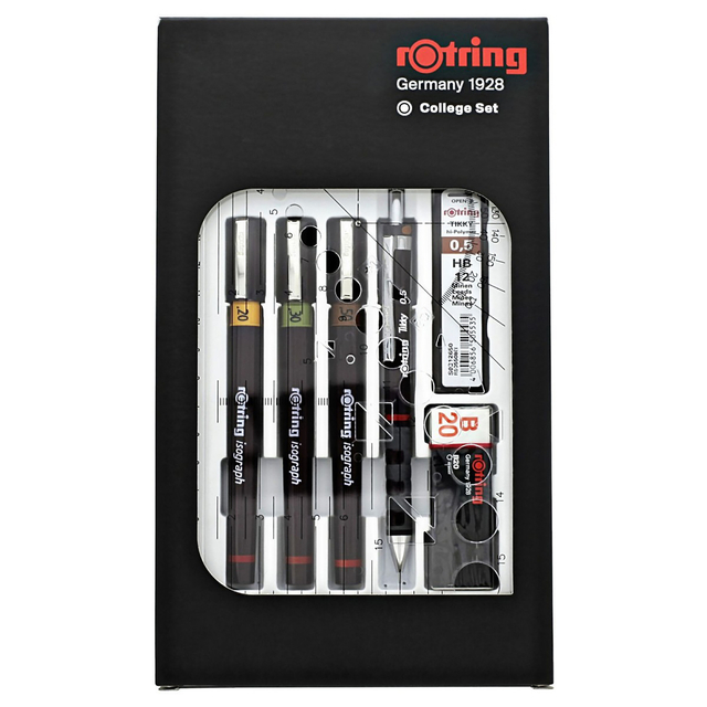 Tekenset rOtring Isograph college 0.2mm, 0.3mm en 0.5mm set à 3 stuks