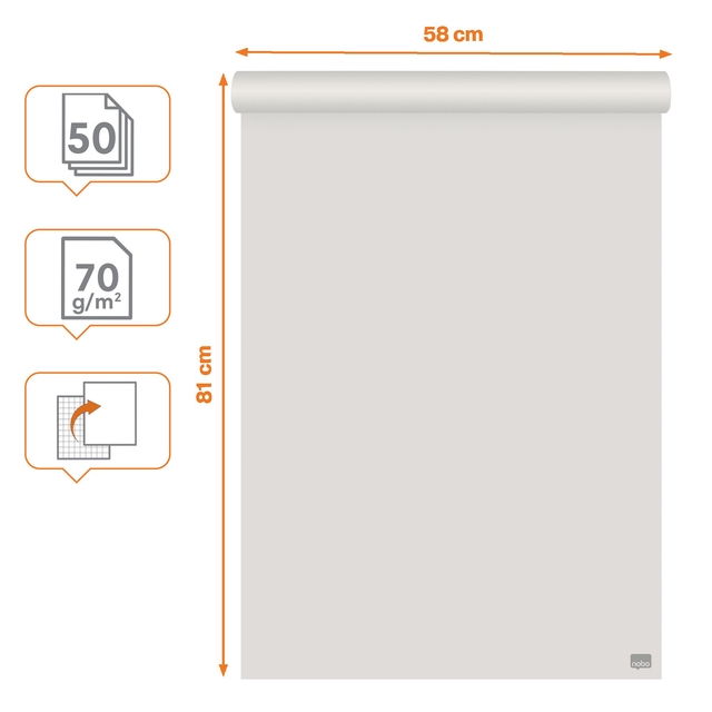 Flipoverpapier Nobo gerecycled 58x81cm dubbelzijdig plano 50vel