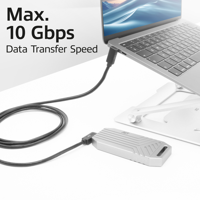 Kabel ACT USB-C hoek links/rechts USB-C hoek boven/beneden 10Gbps 1m